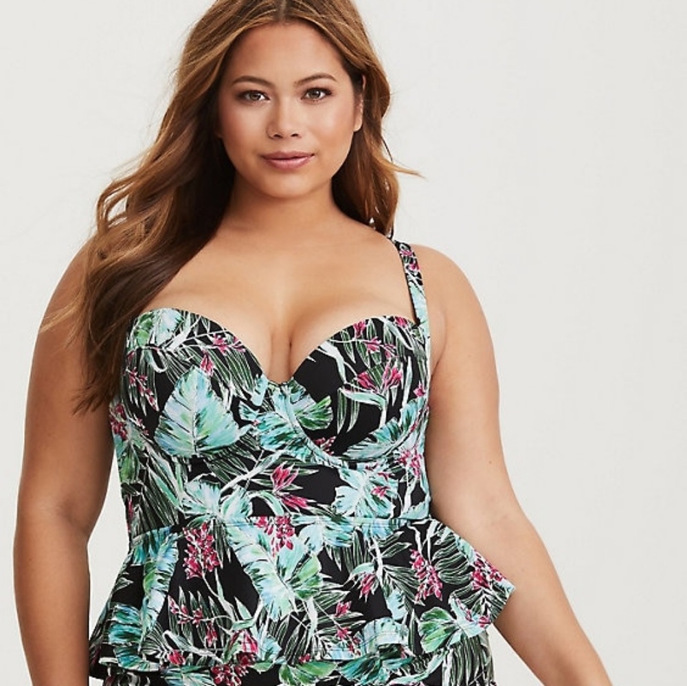 Torrid Tropical Push-Up Demi Peplum Midkini Top